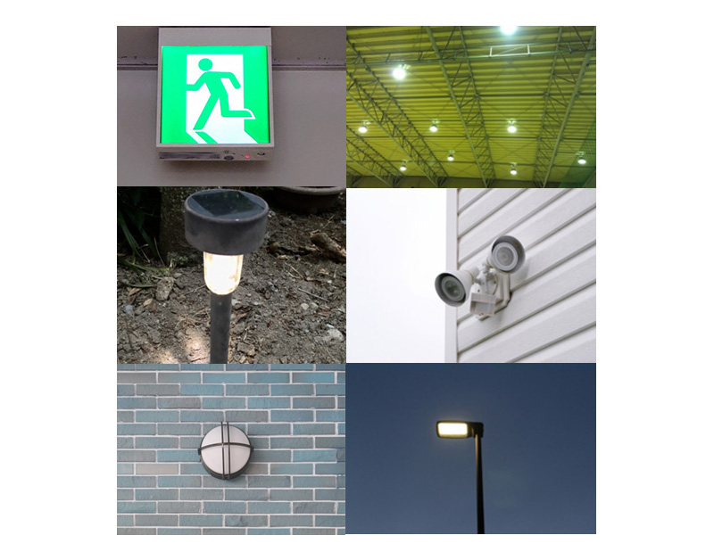 いろいろな場所でのLED照明器具の画像