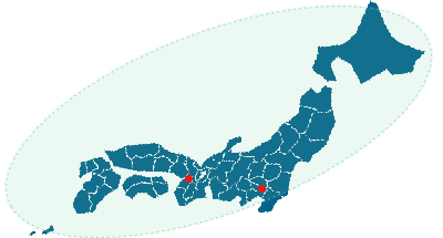 新日通の日本全国ネットワークのイラスト